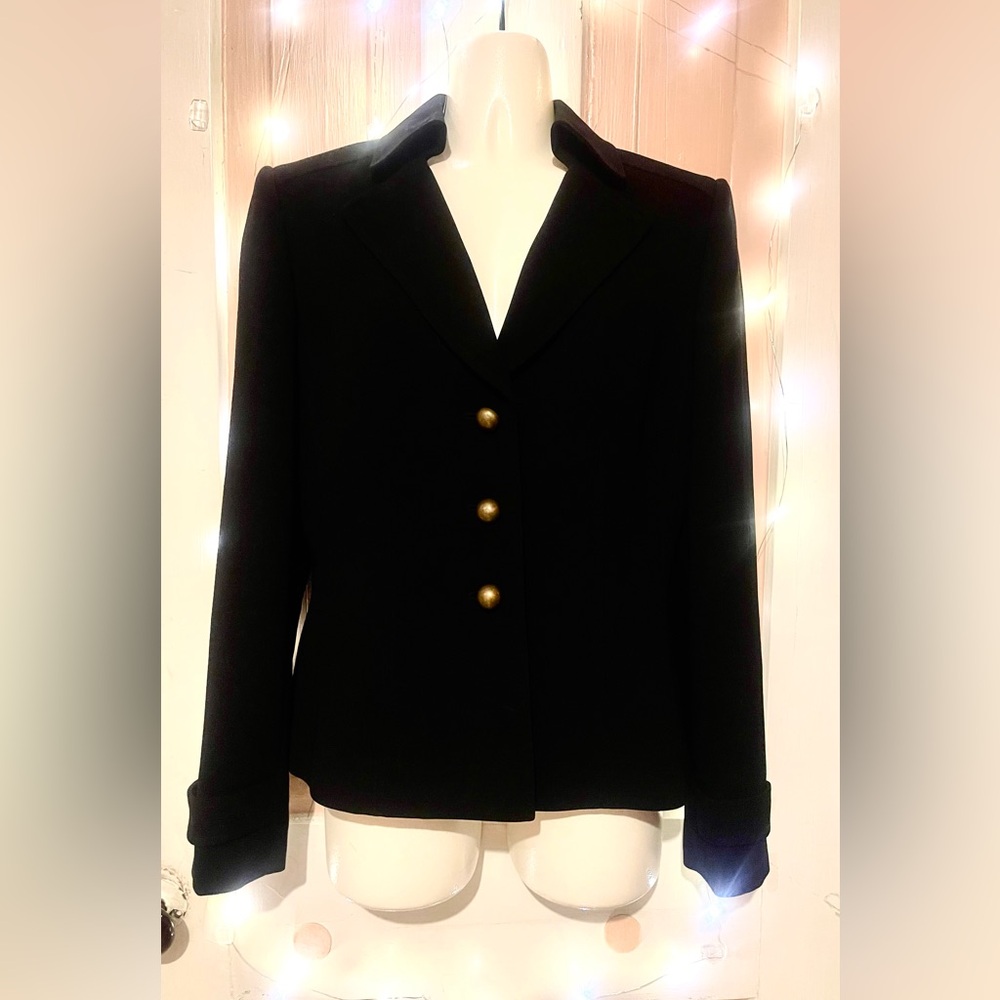 Tahari ASL Black Blazer with Gold Buttons
